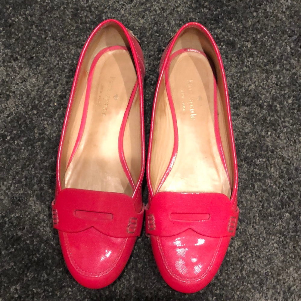 Kate Spade hot pink patent flats/loafers 6.5